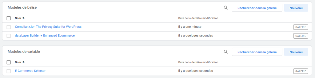 Modele Google Tagmanager
